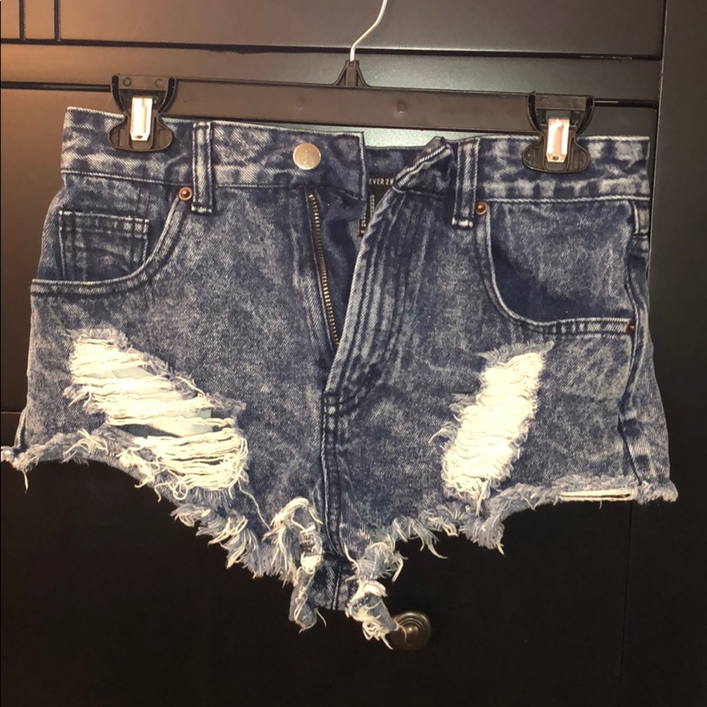 High rise denim shorts